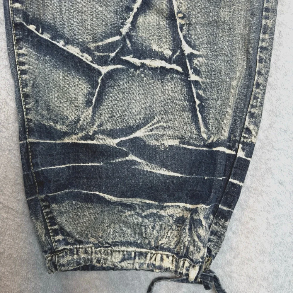 Vintage Y2K Brock Jeans Baggy Distressed Acid Washed Cropped Denim Hip Hop SZ 38